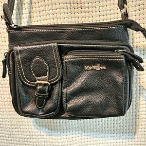 Multi Sac Black Faux Pebbled Leather Women's Crossbody Bag